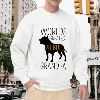 World's Greatest Pit Bull Grandpa Dog Silhouette Crewneck Sweatshirt | Pitbull Owner Pullover, Grandpa Gift