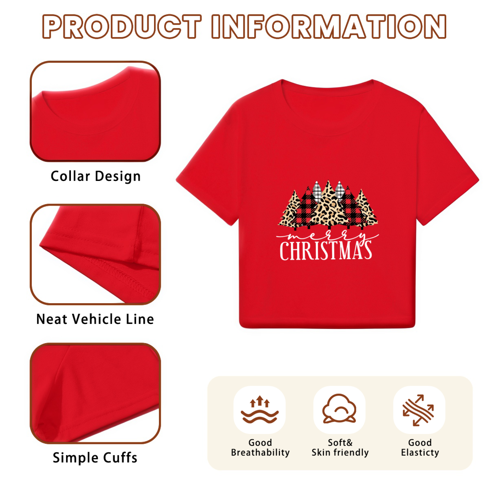 Retro Plaid Leopard Christmas Tree Holiday Red Crop Top
