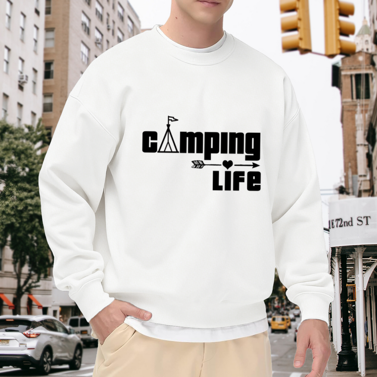 Camping Life Tent Heart Arrow Outdoor Crewneck Sweatshirt | Camping Lover Adventure Pullover, Camper Gift