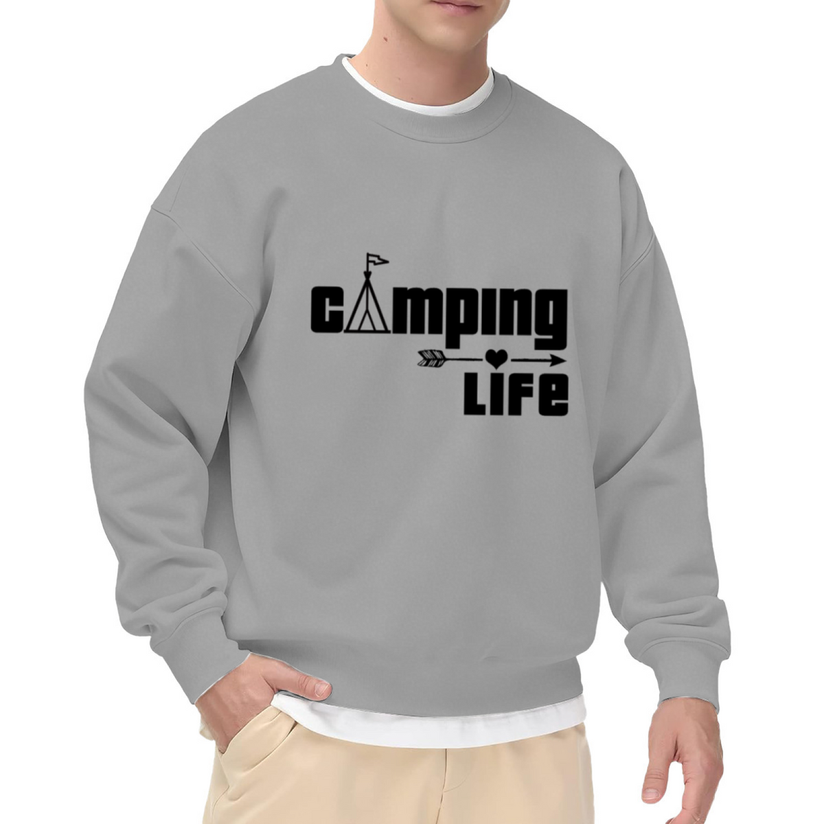 Camping Life Tent Heart Arrow Outdoor Crewneck Sweatshirt | Camping Lover Adventure Pullover, Camper Gift