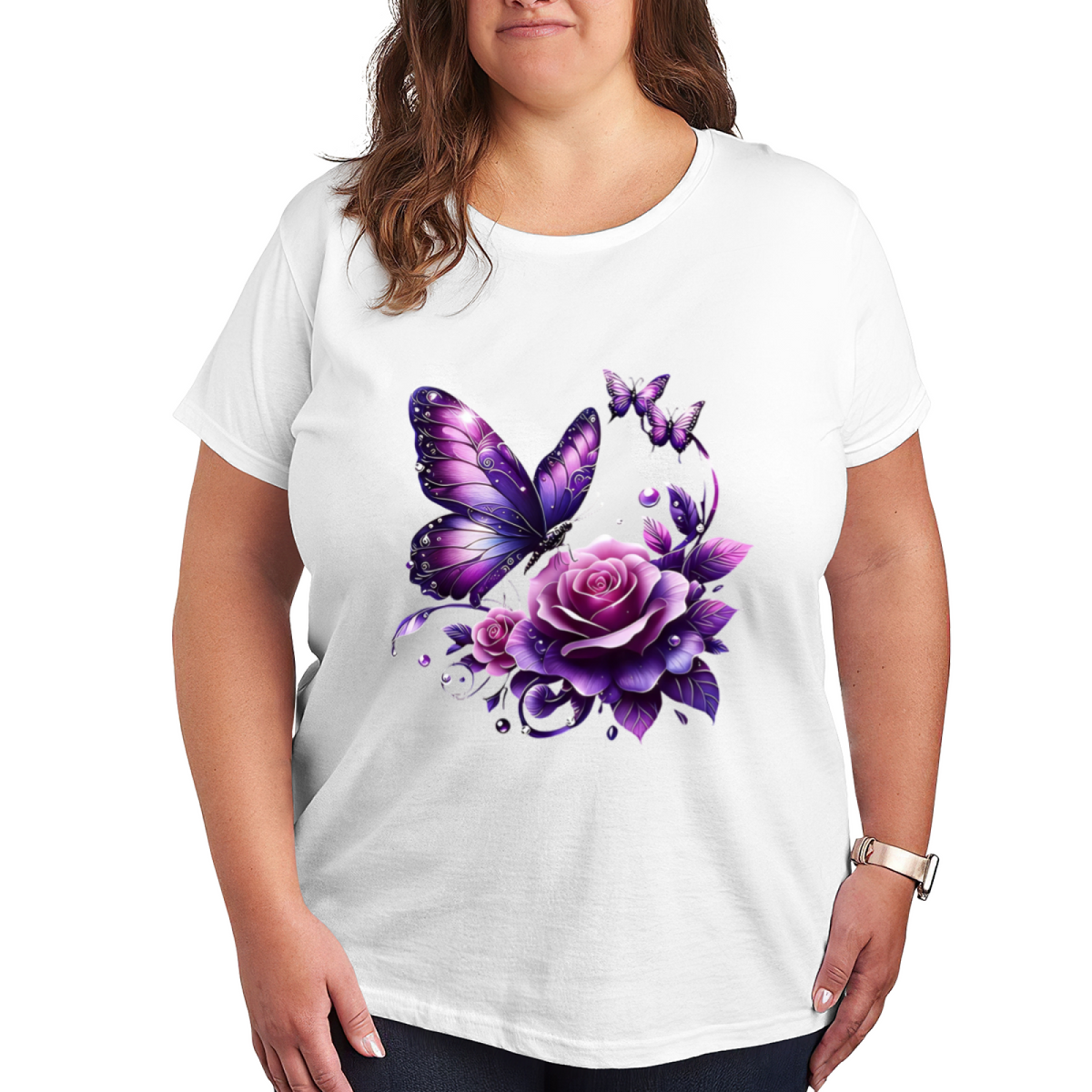 Shiny Metallic Golden Twin Roses Elegant Dark Tee