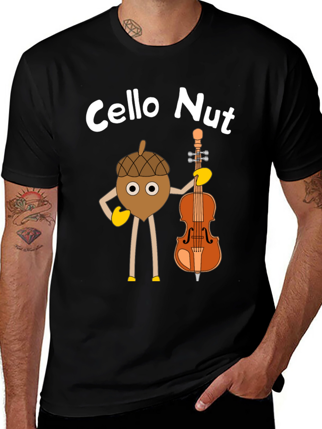 Cello Nut Graphic Tee - Musician Humor