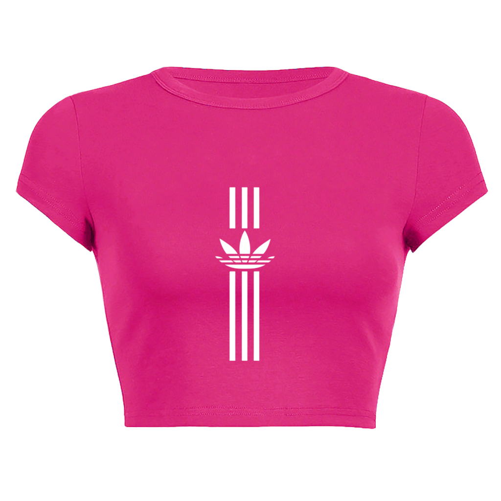 Vertical Trefoil Logo Sporty Hot Pink Crop Top