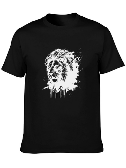 Lion Graphic Print Crew Neck T-Shirt