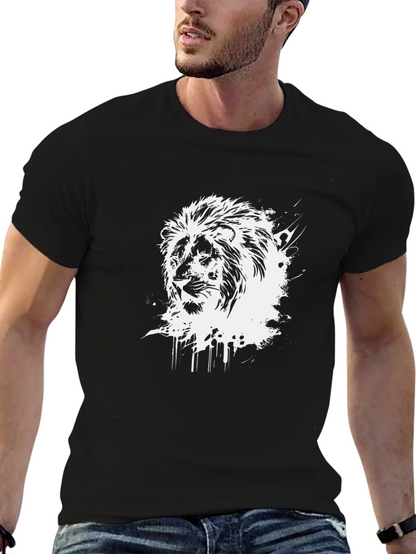 Lion Graphic Print Crew Neck T-Shirt