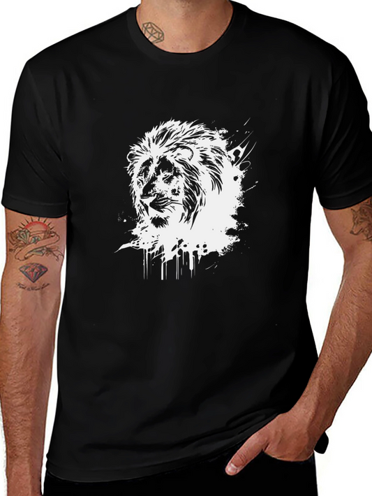 Lion Graphic Print Crew Neck T-Shirt