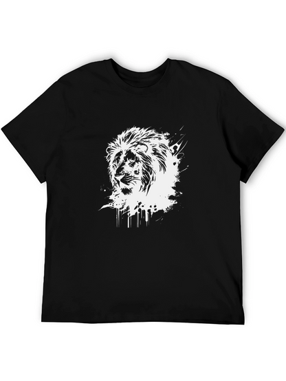 Lion Graphic Print Crew Neck T-Shirt