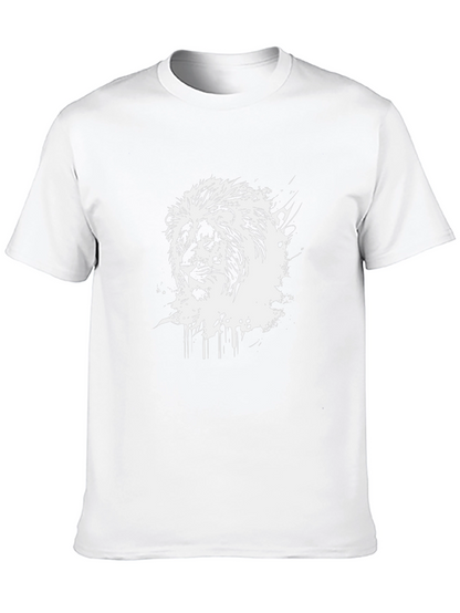 Lion Graphic Print Crew Neck T-Shirt