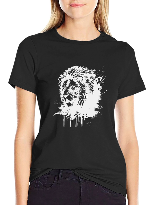 Lion Graphic Print Crew Neck T-Shirt
