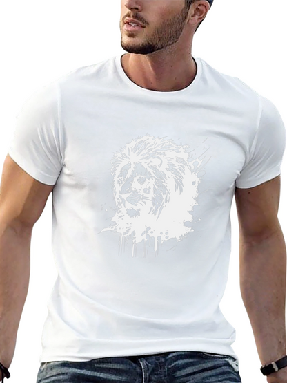 Lion Graphic Print Crew Neck T-Shirt