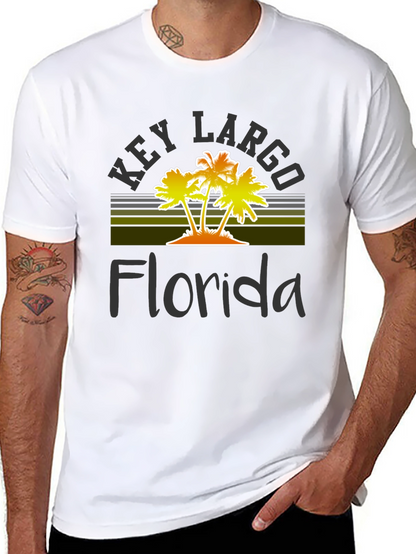 Key Largo Florida Palm Tree Graphic T-Shirt