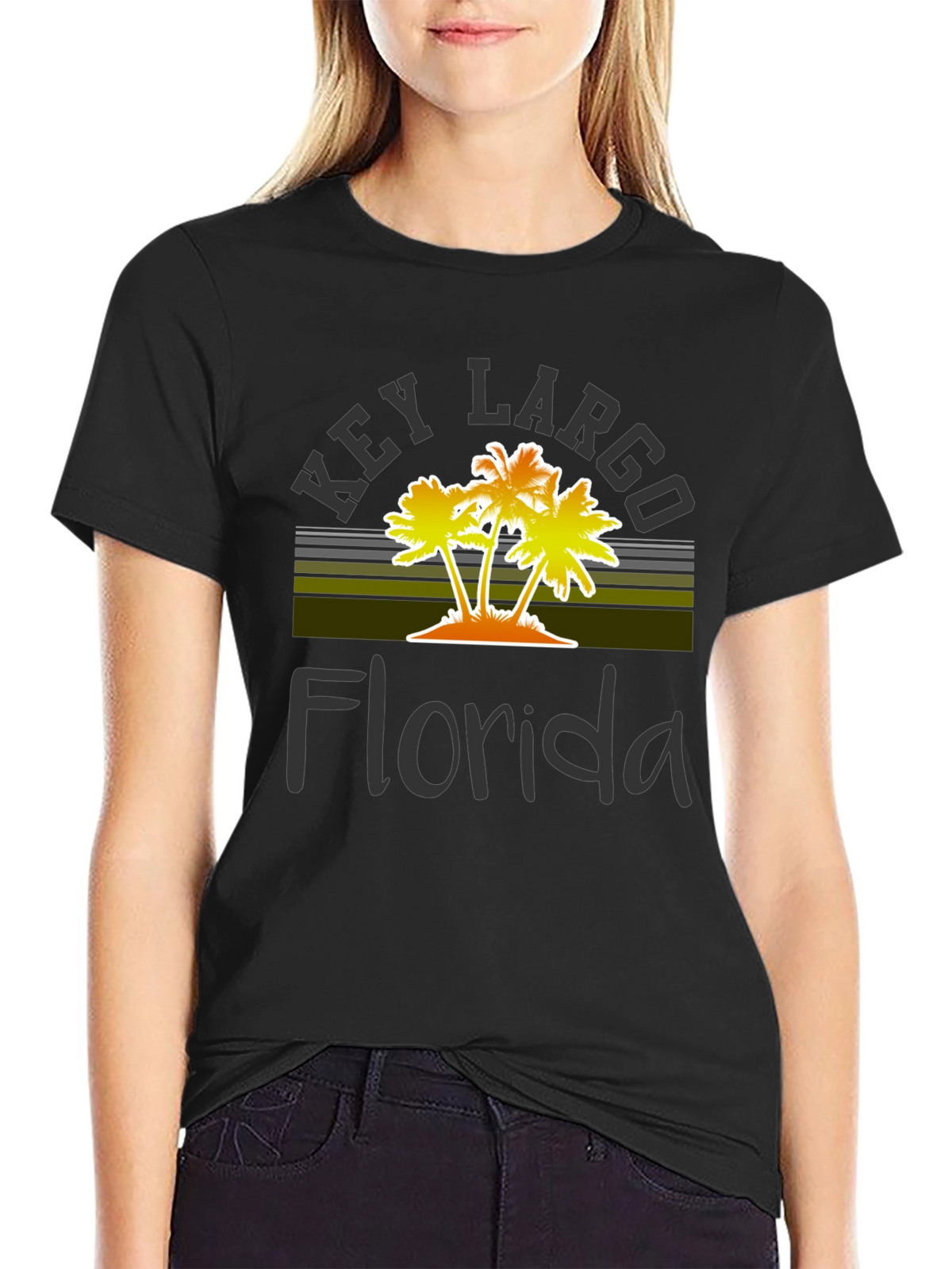 Key Largo Florida Palm Tree Graphic T-Shirt