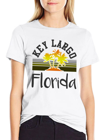 Key Largo Florida Palm Tree Graphic T-Shirt
