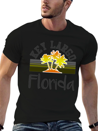 Key Largo Florida Palm Tree Graphic T-Shirt