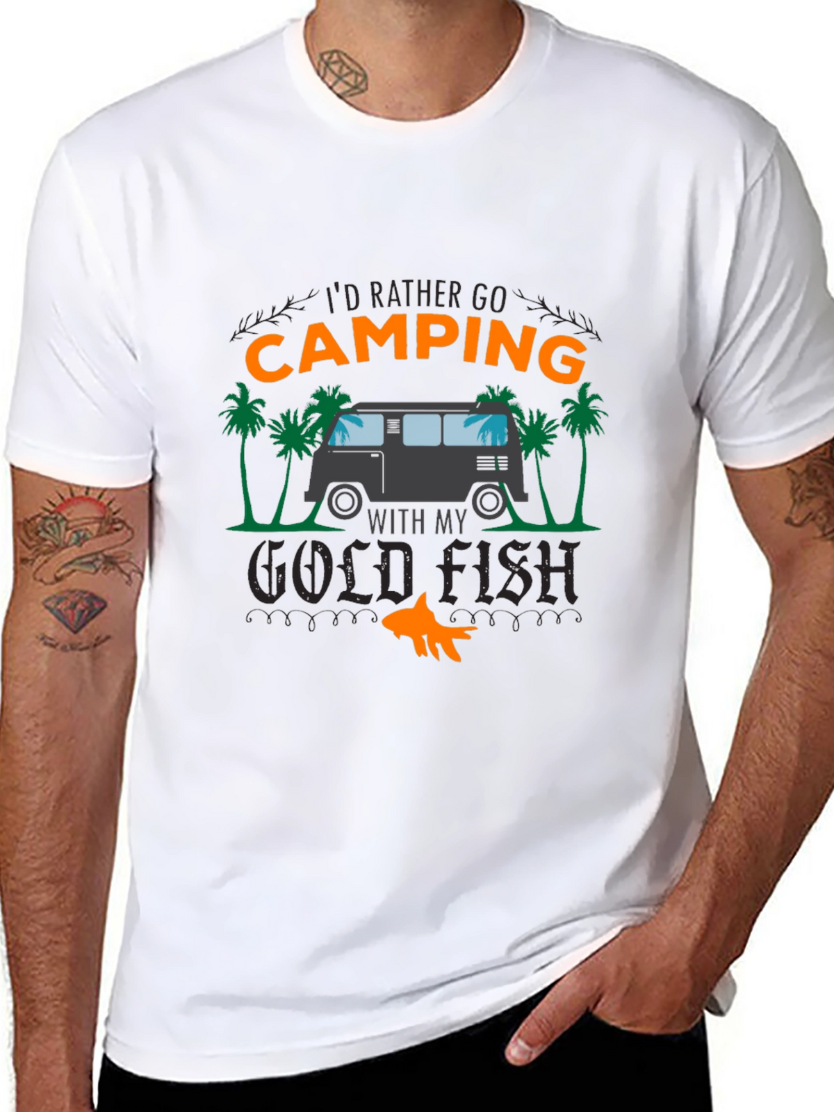 Camping Goldfish Graphic Tee