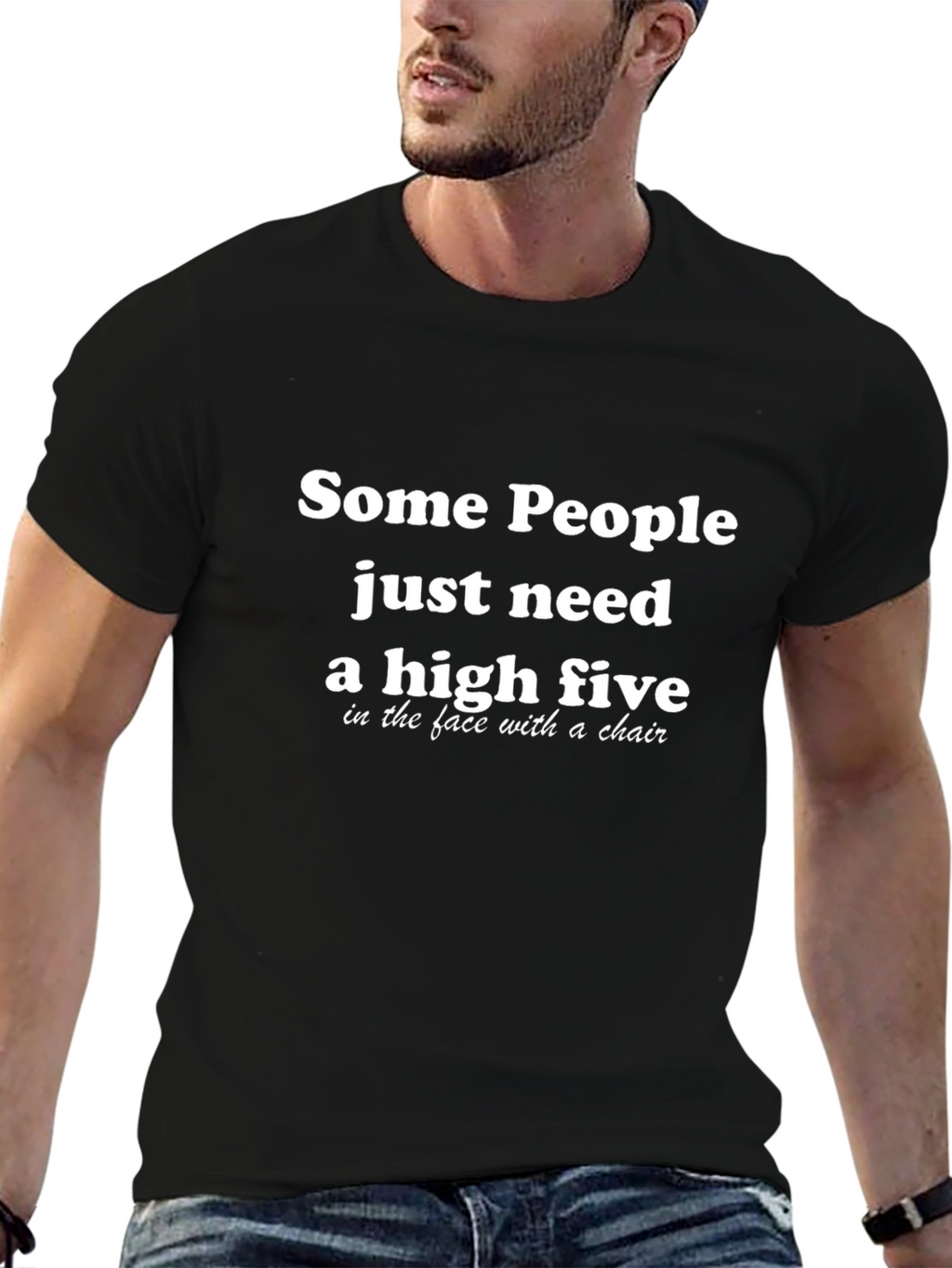 Humorous High Five T-Shirt: Face Chair Edition