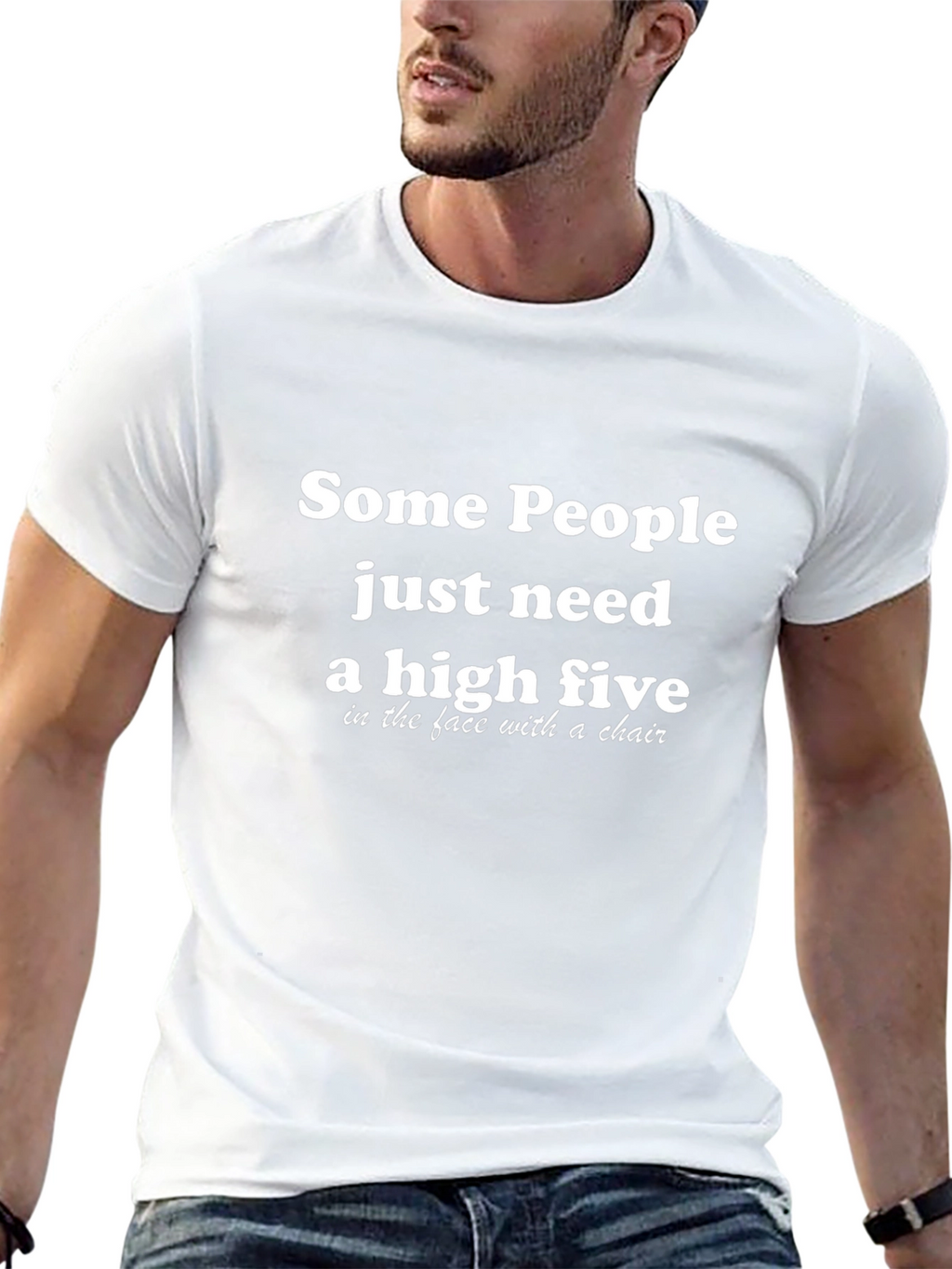 Humorous High Five T-Shirt: Face Chair Edition