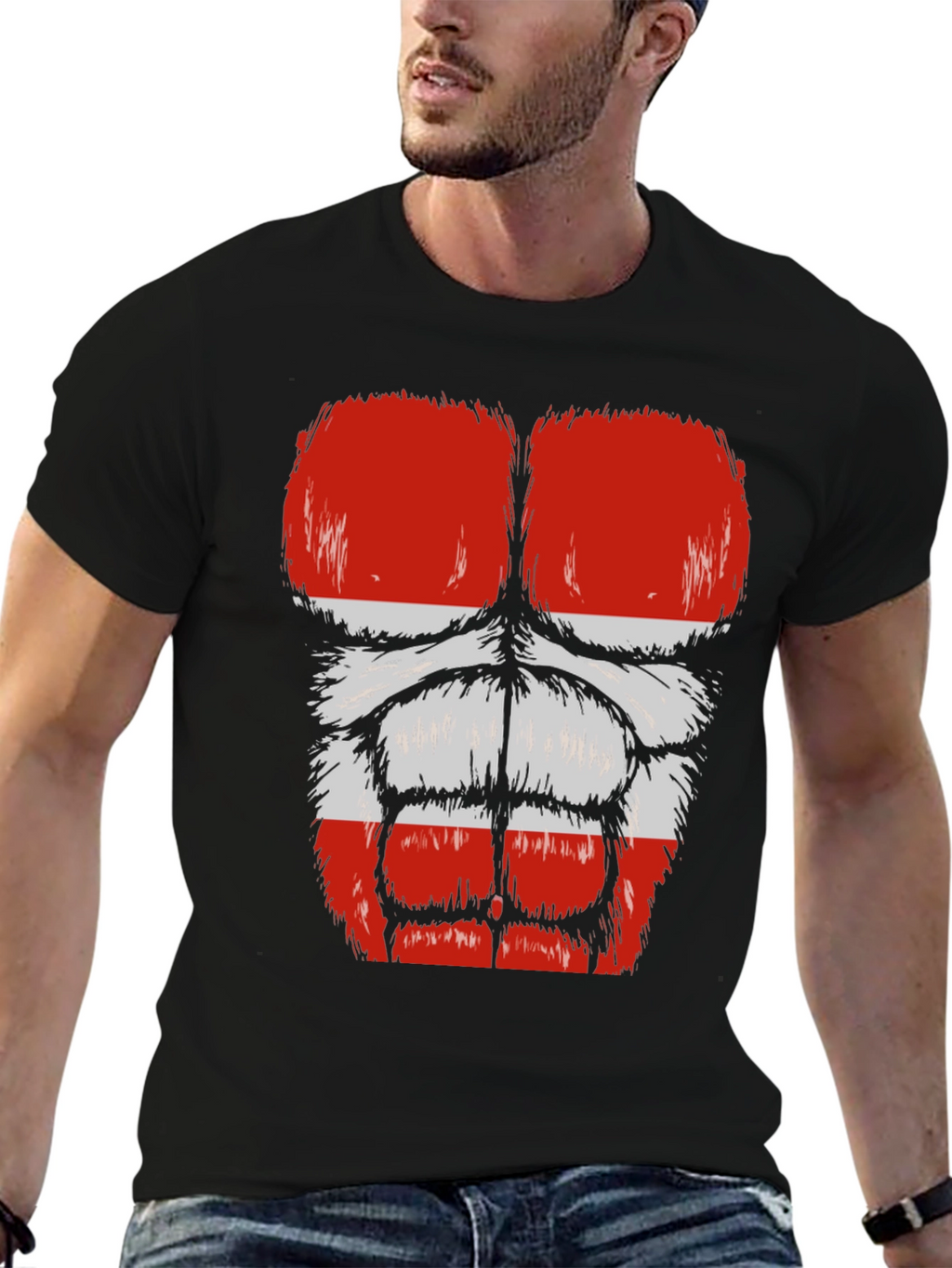Funny Gorilla Bodybuilder Austrian Flag Muscle T-Shirt