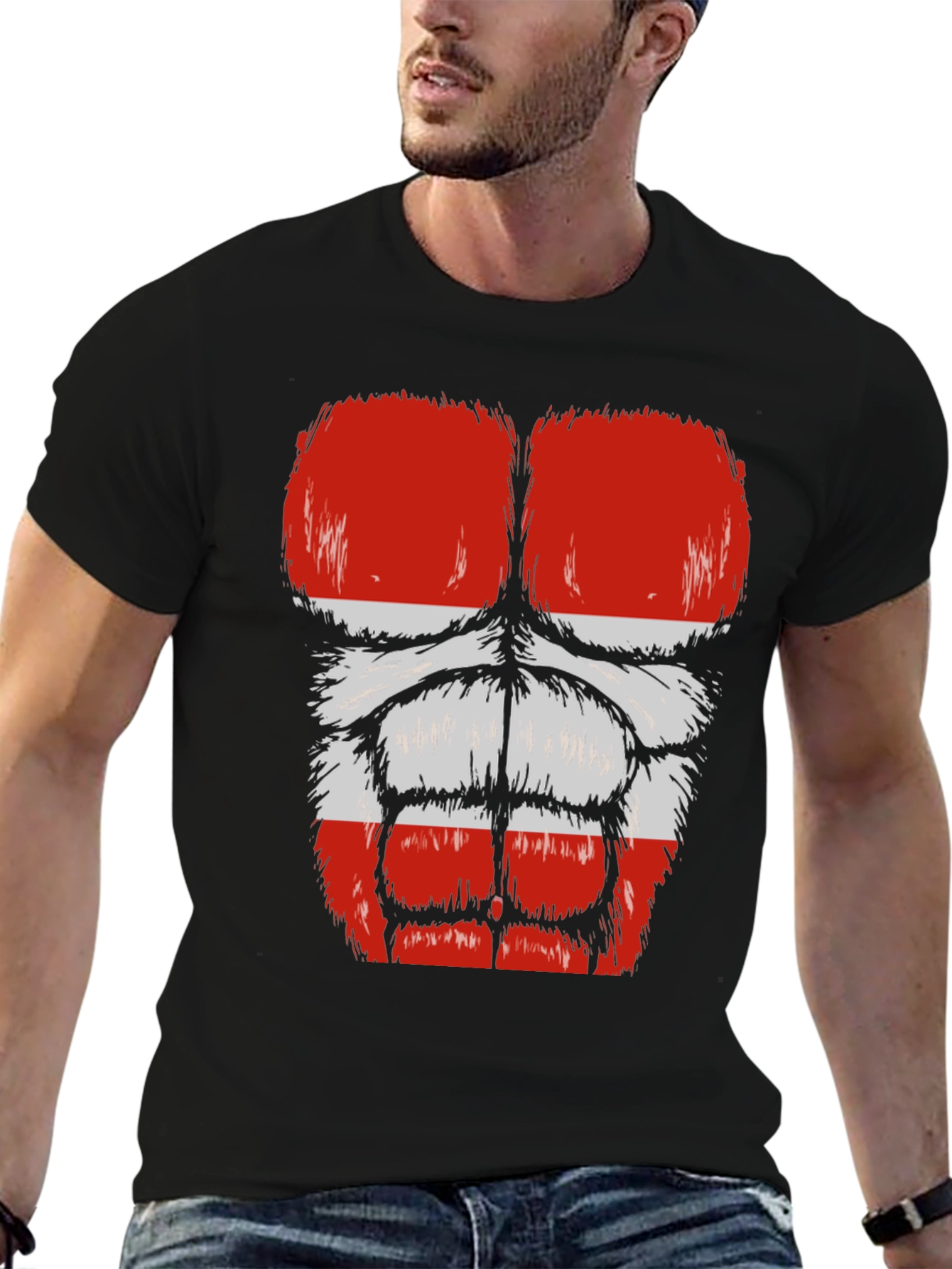 Funny Gorilla Bodybuilder Austrian Flag Muscle T-Shirt