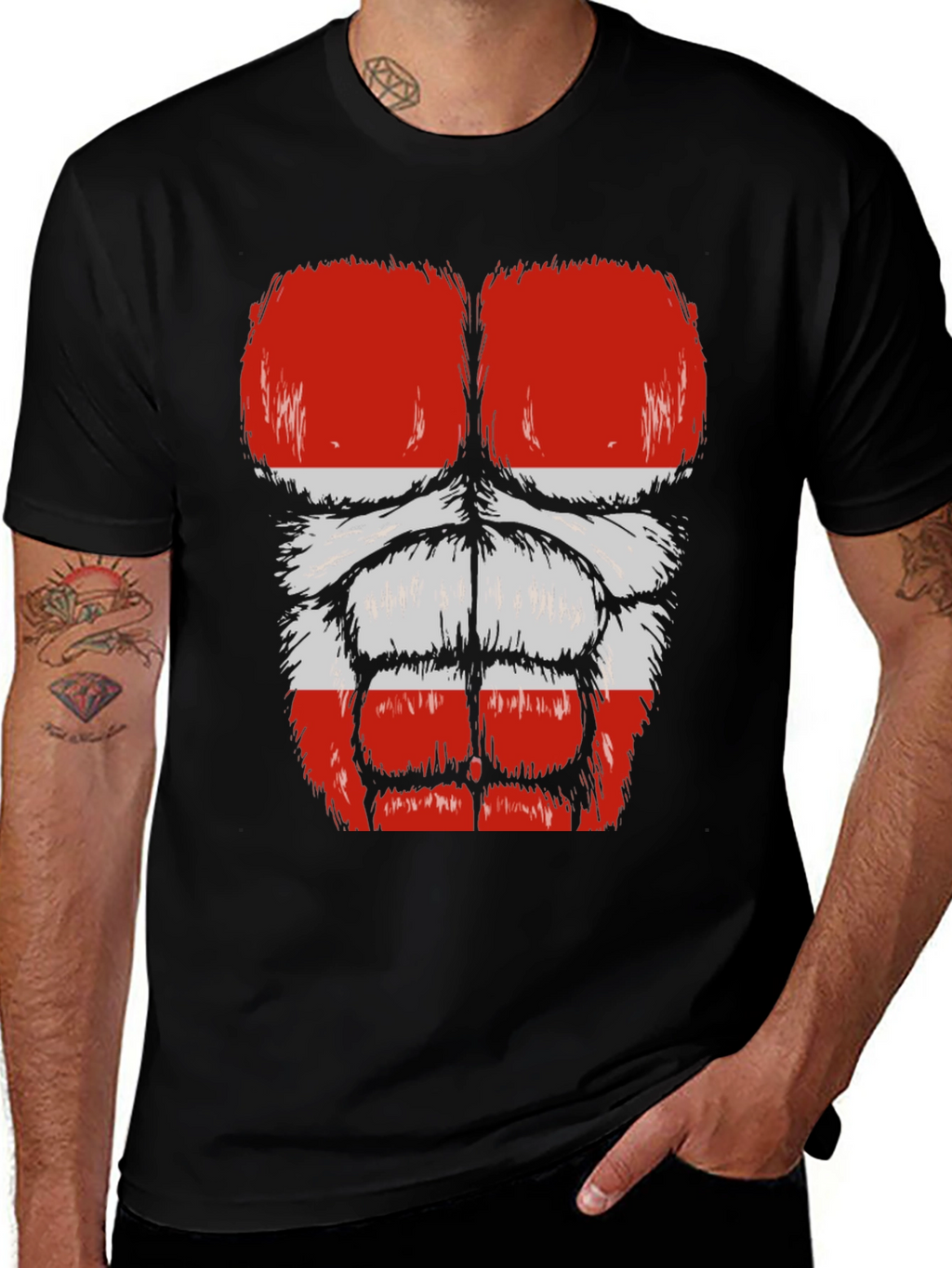 Funny Gorilla Bodybuilder Austrian Flag Muscle T-Shirt