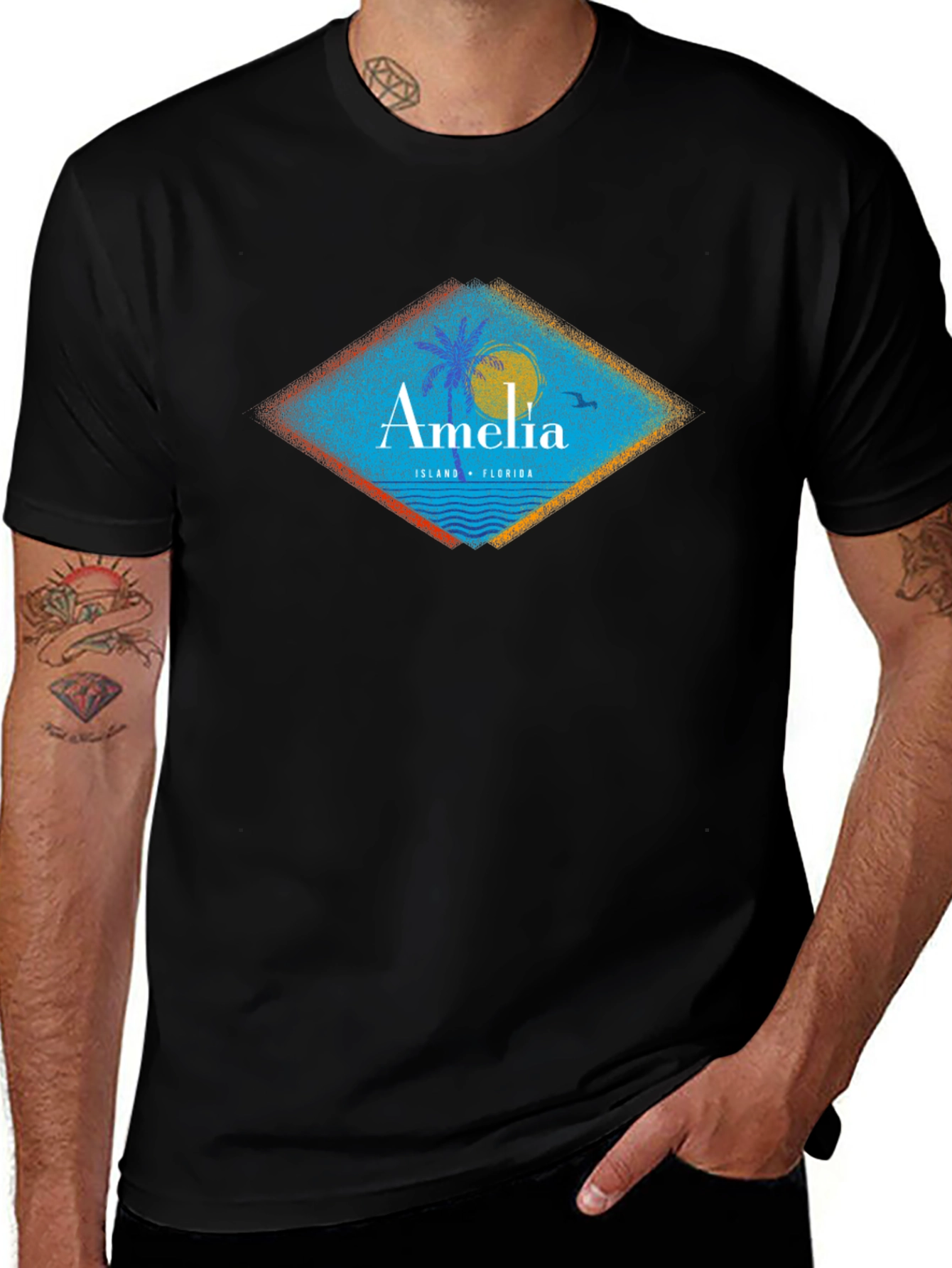 Amelia Island Florida T-Shirt Black Mens