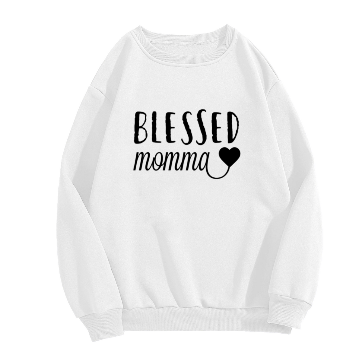 Blessed Momma Hand-Lettered Heart Crewneck Sweatshirt | Mother's Day Mom Life Pullover, Mom Gift