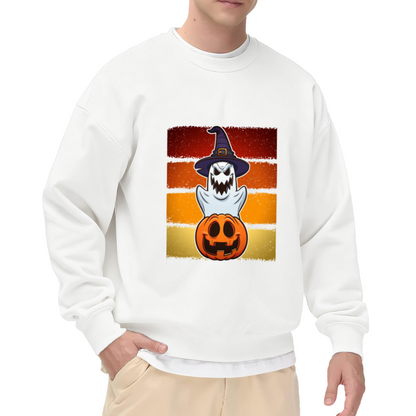 Scary Ghost Witch Hat Jack O Lantern Vintage Retro Crewneck Sweatshirt
