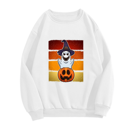 Scary Ghost Witch Hat Jack O Lantern Vintage Retro Crewneck Sweatshirt