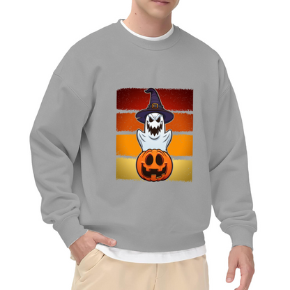 Scary Ghost Witch Hat Jack O Lantern Vintage Retro Crewneck Sweatshirt