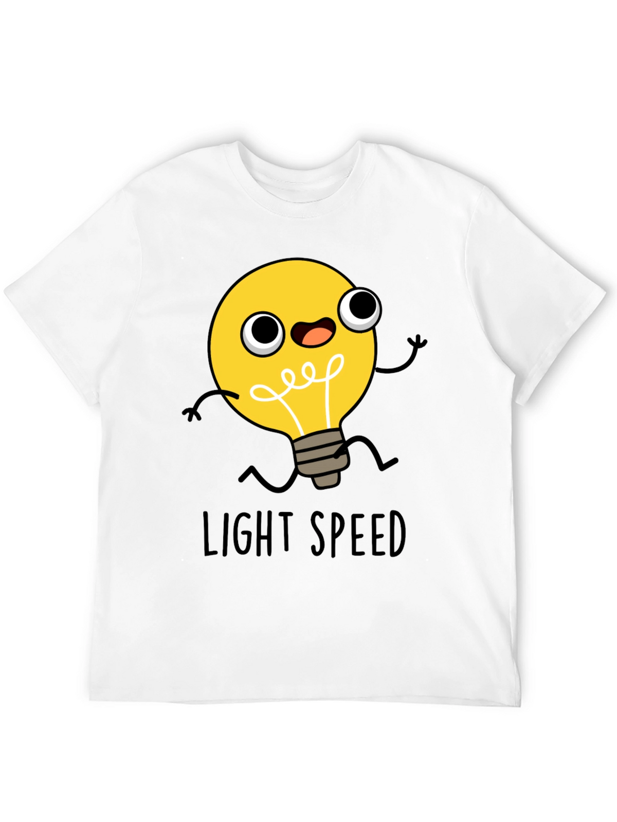 Light Speed Cartoon Lightbulb Black T-Shirt