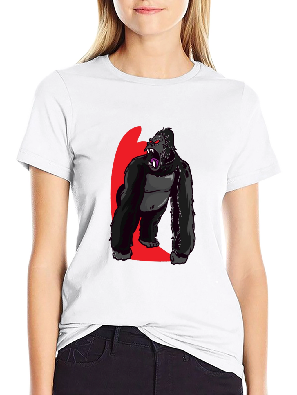 Graphic Gorilla Print Black T-Shirt