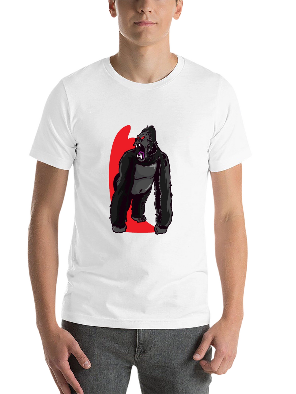 Graphic Gorilla Print Black T-Shirt