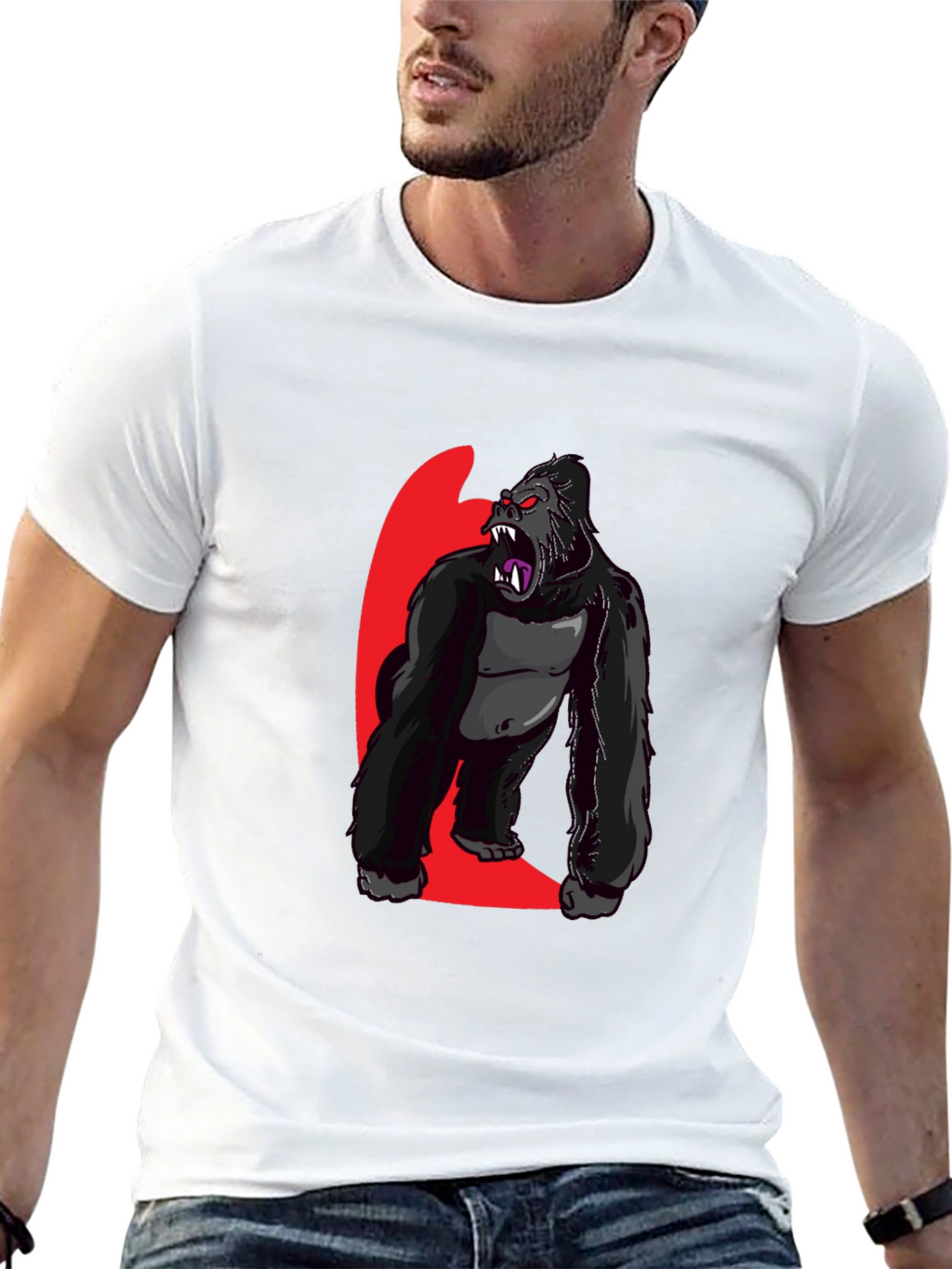 Graphic Gorilla Print Black T-Shirt