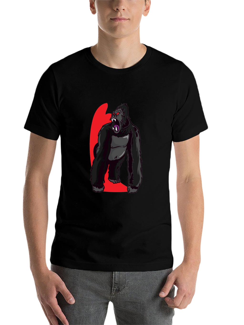 Graphic Gorilla Print Black T-Shirt