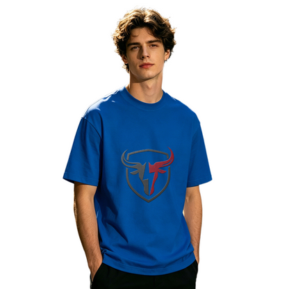 Men's Split Bull Head Shield Sport Retro Logo Graphic Tee