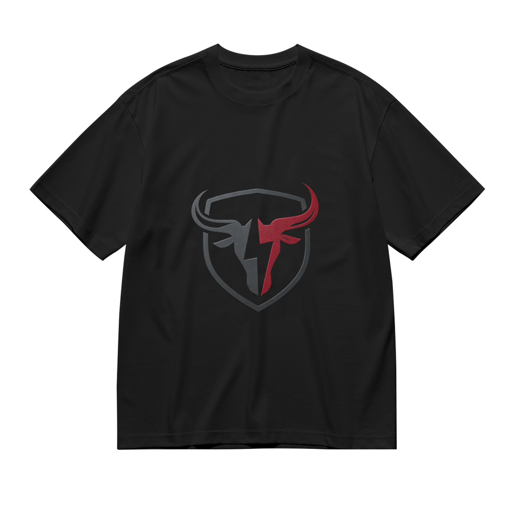 Men's Split Bull Head Shield Sport Retro Logo Graphic Tee
