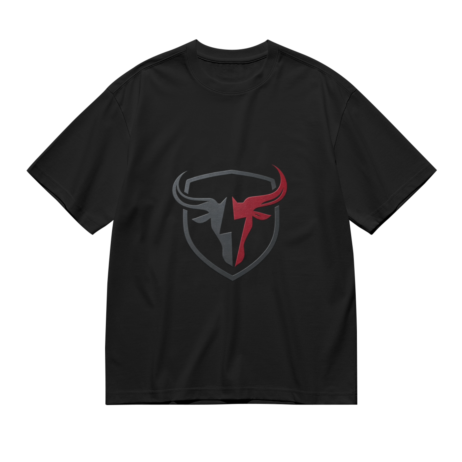 Men's Split Bull Head Shield Sport Retro Logo Graphic Tee