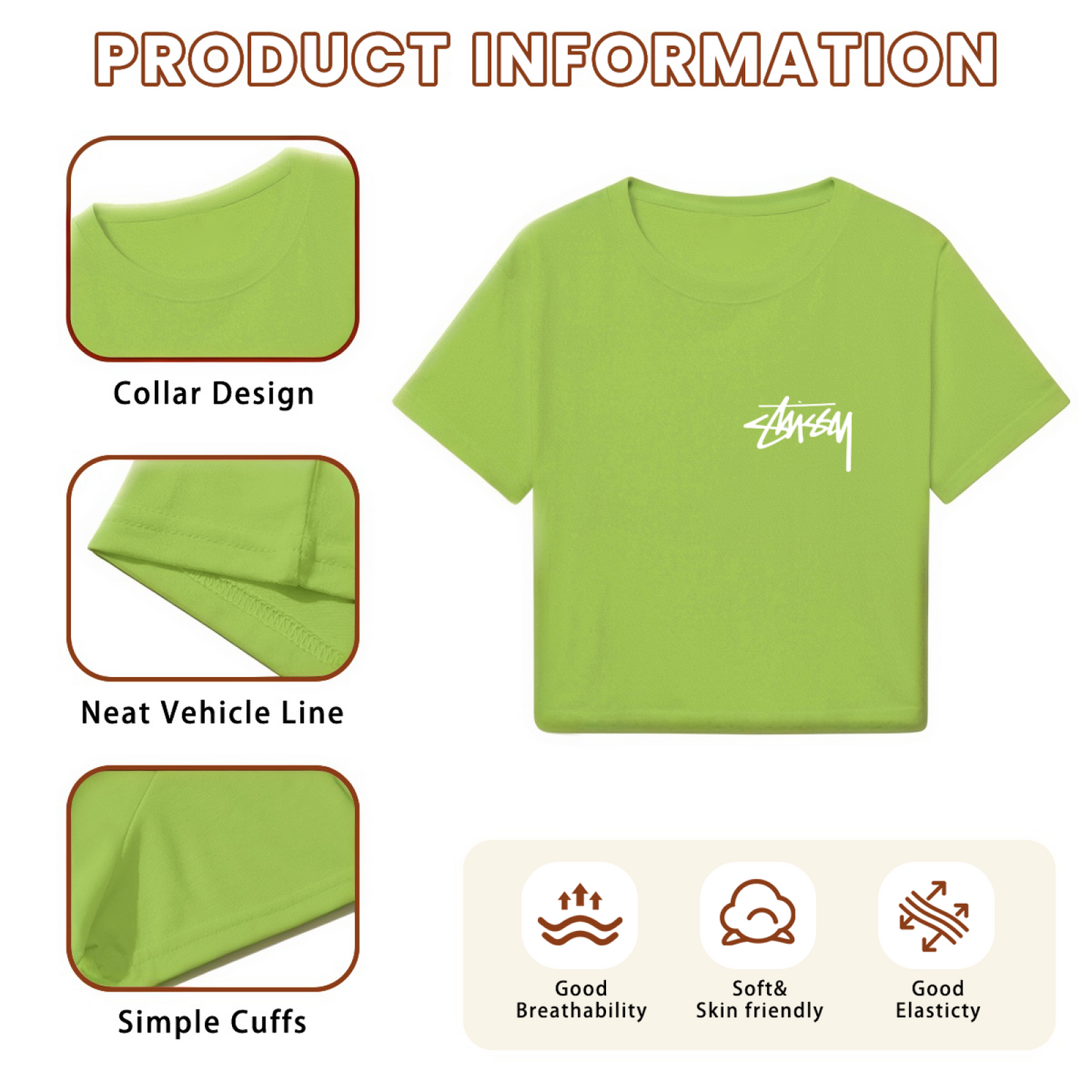 Retro Street Signature Lime Green Crop Top