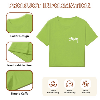 Retro Street Signature Lime Green Crop Top