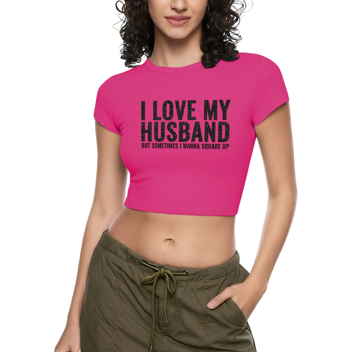 Funny Wife Relatable I Love My Husband Crop Baby Tee