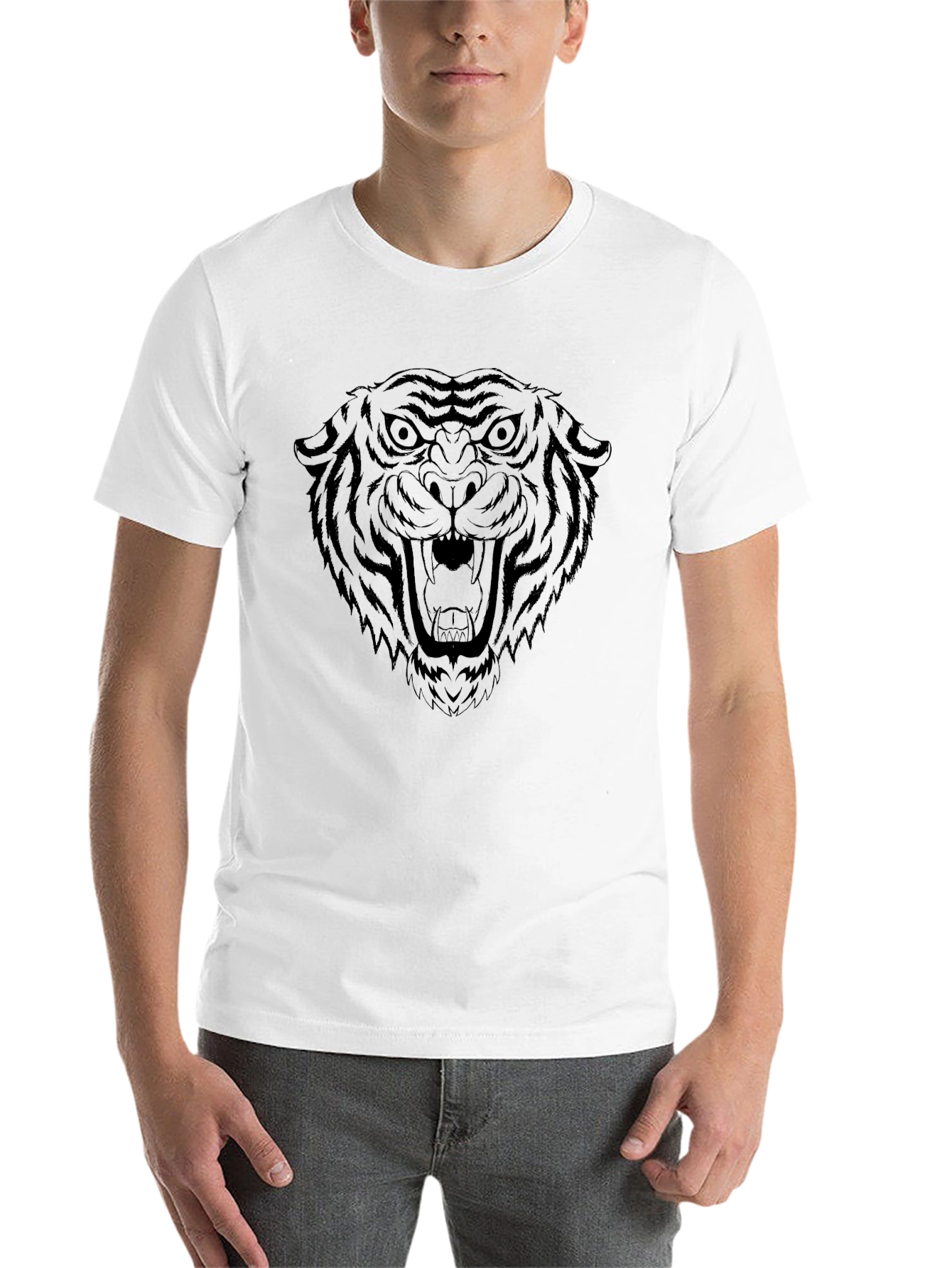 Mens Black Tiger Graphic Tee - Stylish & Bold