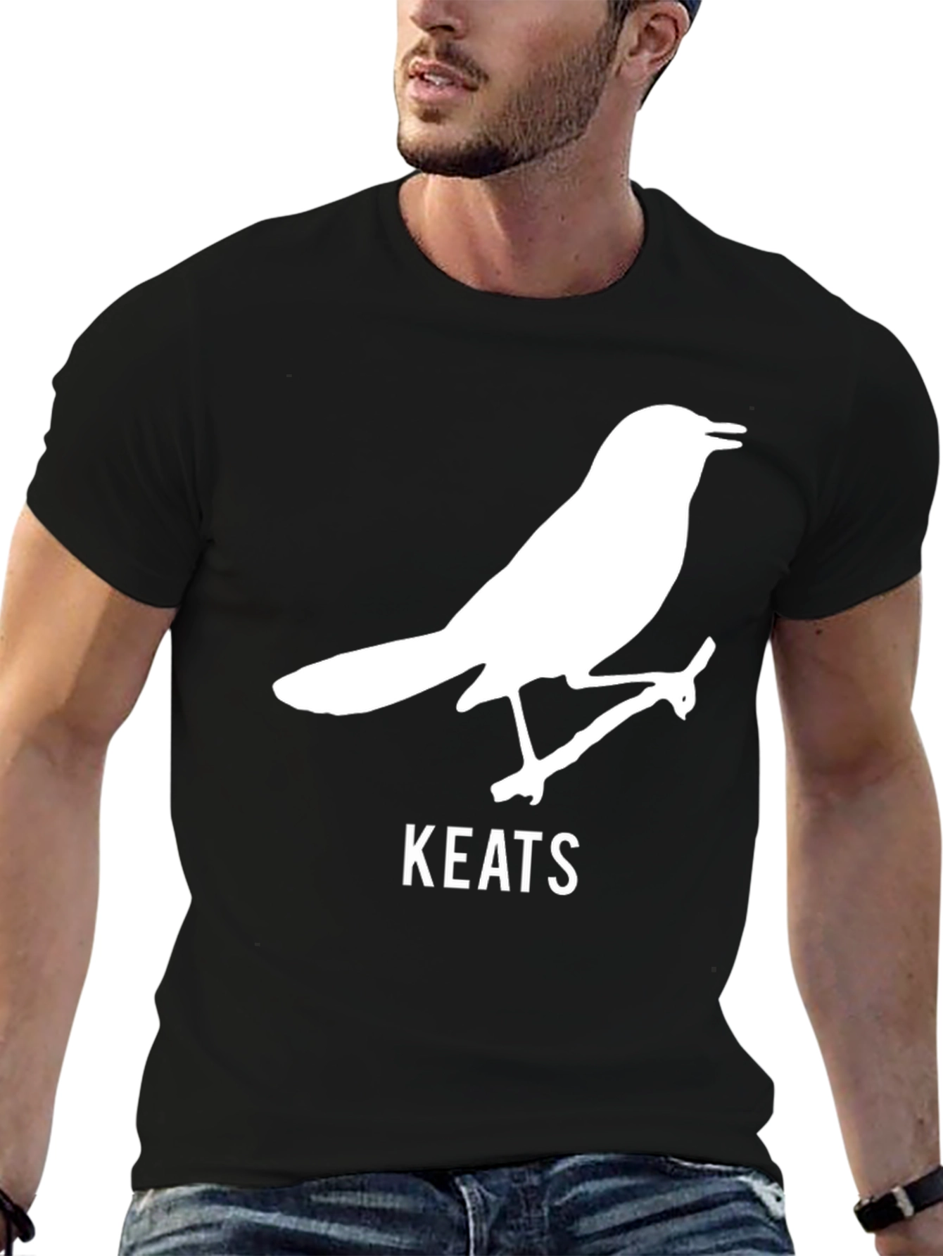 Keats Bird Black T-Shirt - Literary Apparel