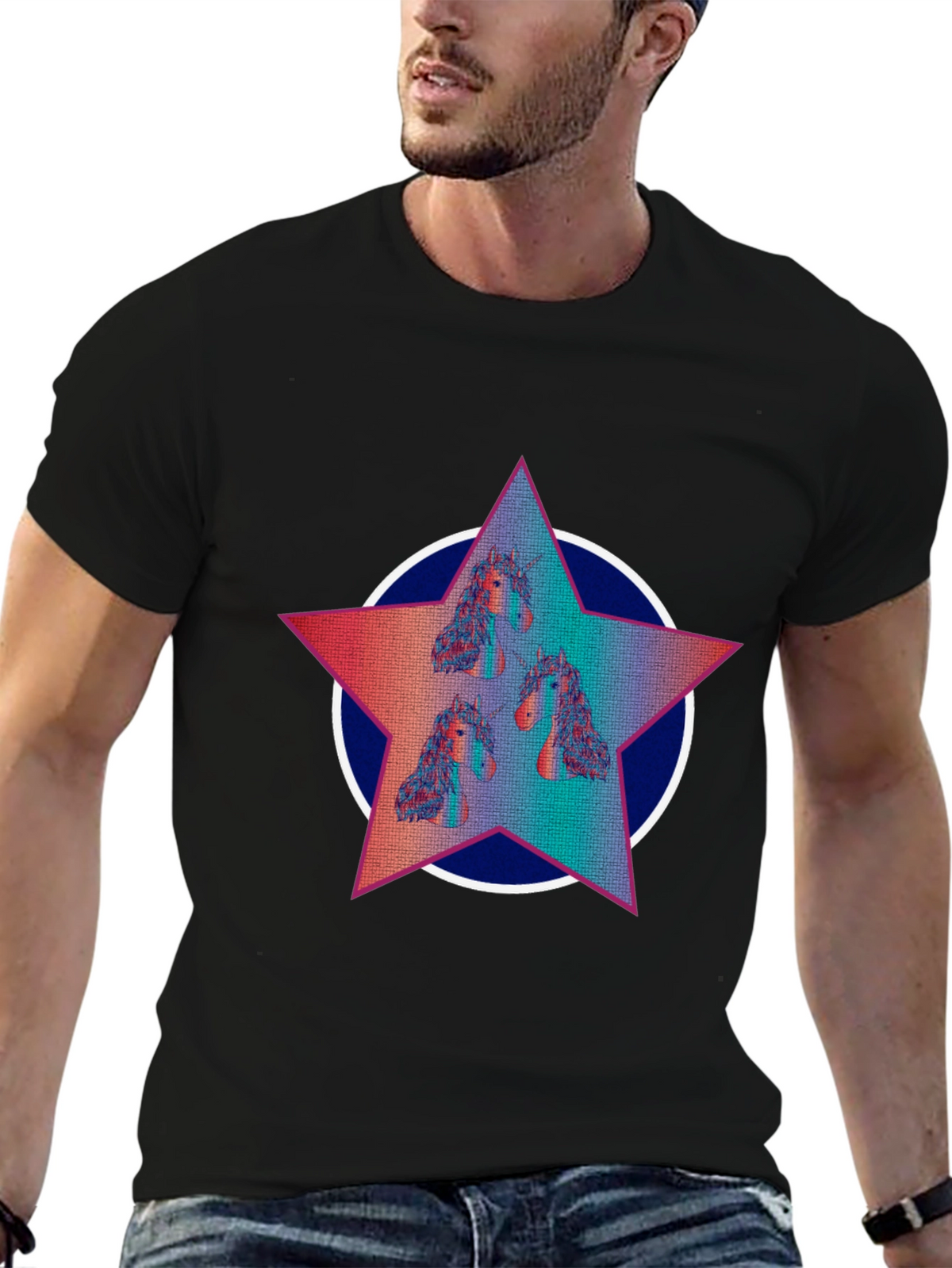 Unicorn Star Graphic Tee - Black