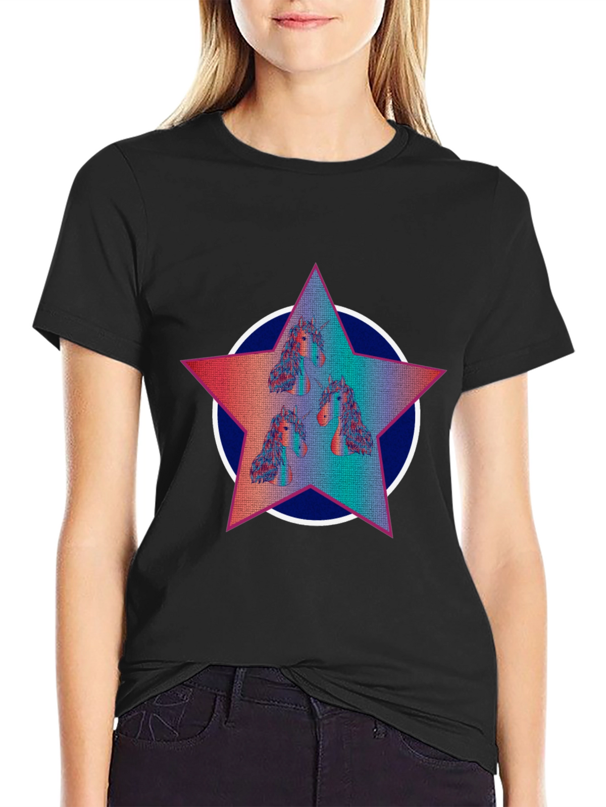 Unicorn Star Graphic Tee - Black