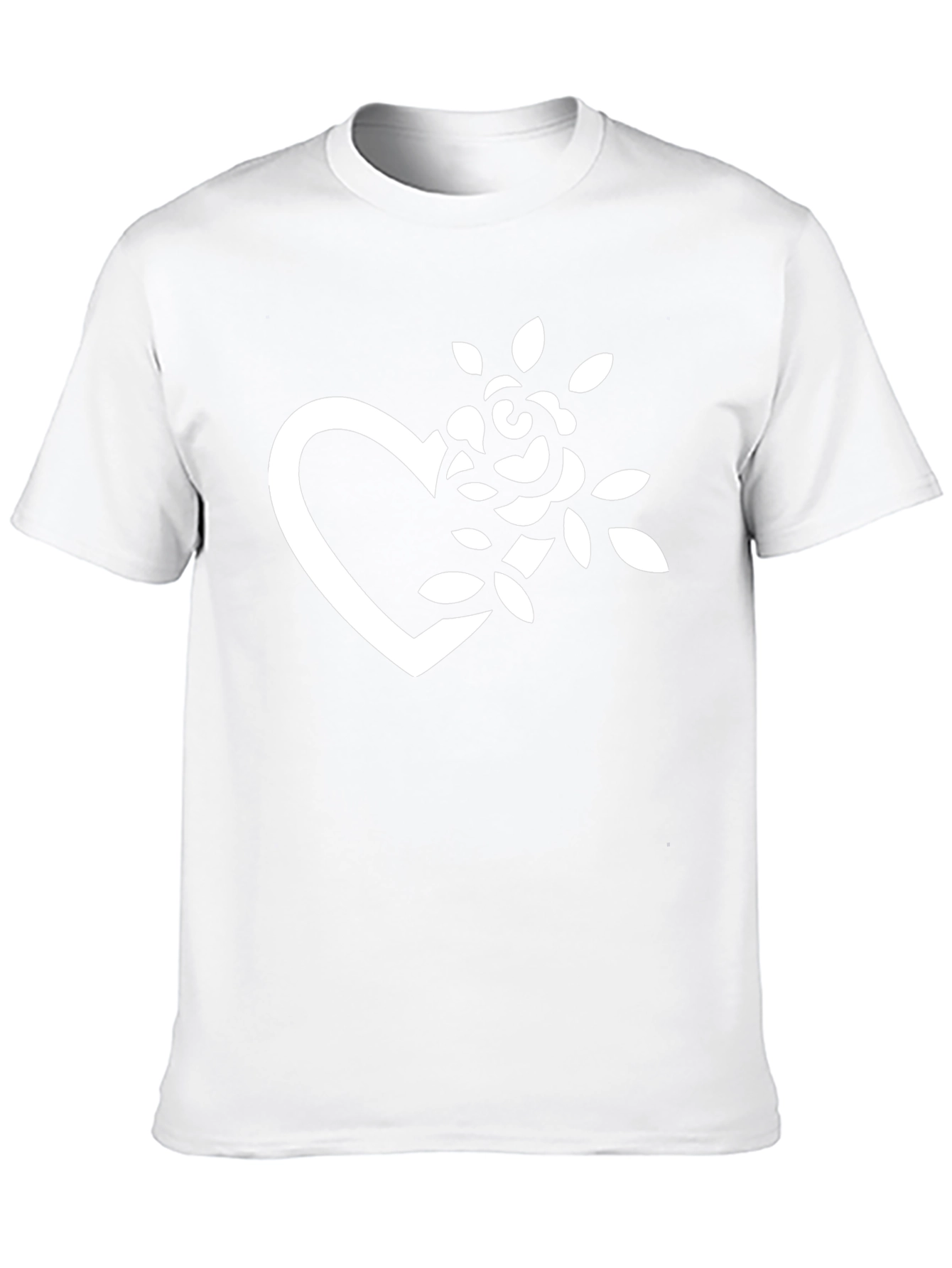 Black T-Shirt with Heart and Rose Graphic