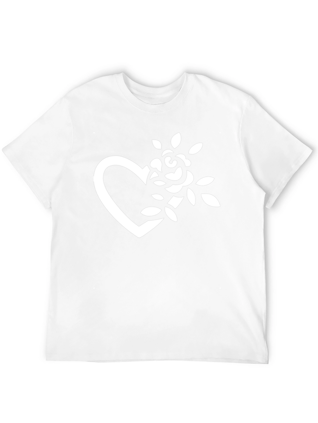 Black T-Shirt with Heart and Rose Graphic