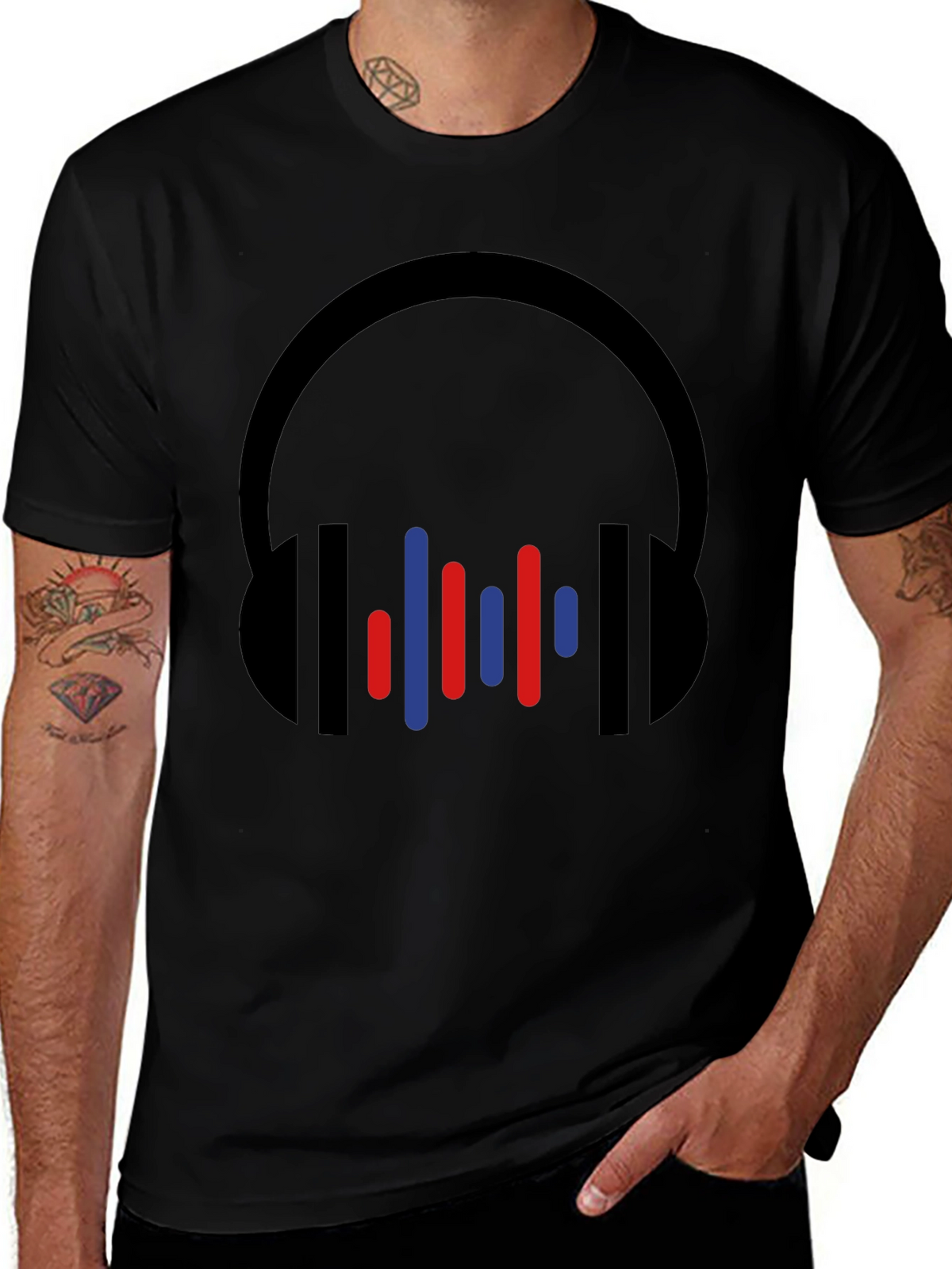 Modern Headphones Graphic Tee - Black