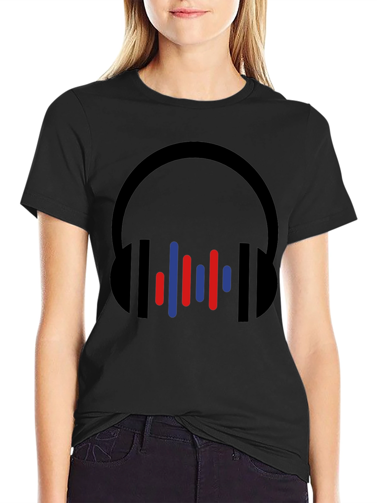 Modern Headphones Graphic Tee - Black