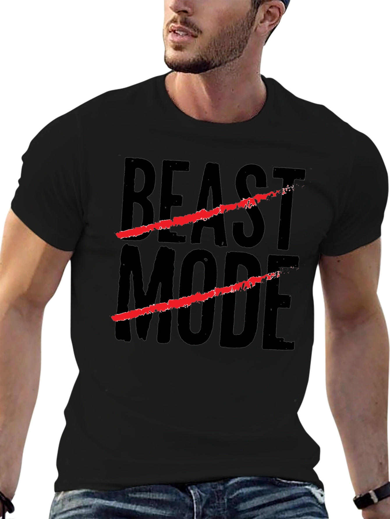 Beast Mode Graphic Print Black T-Shirt