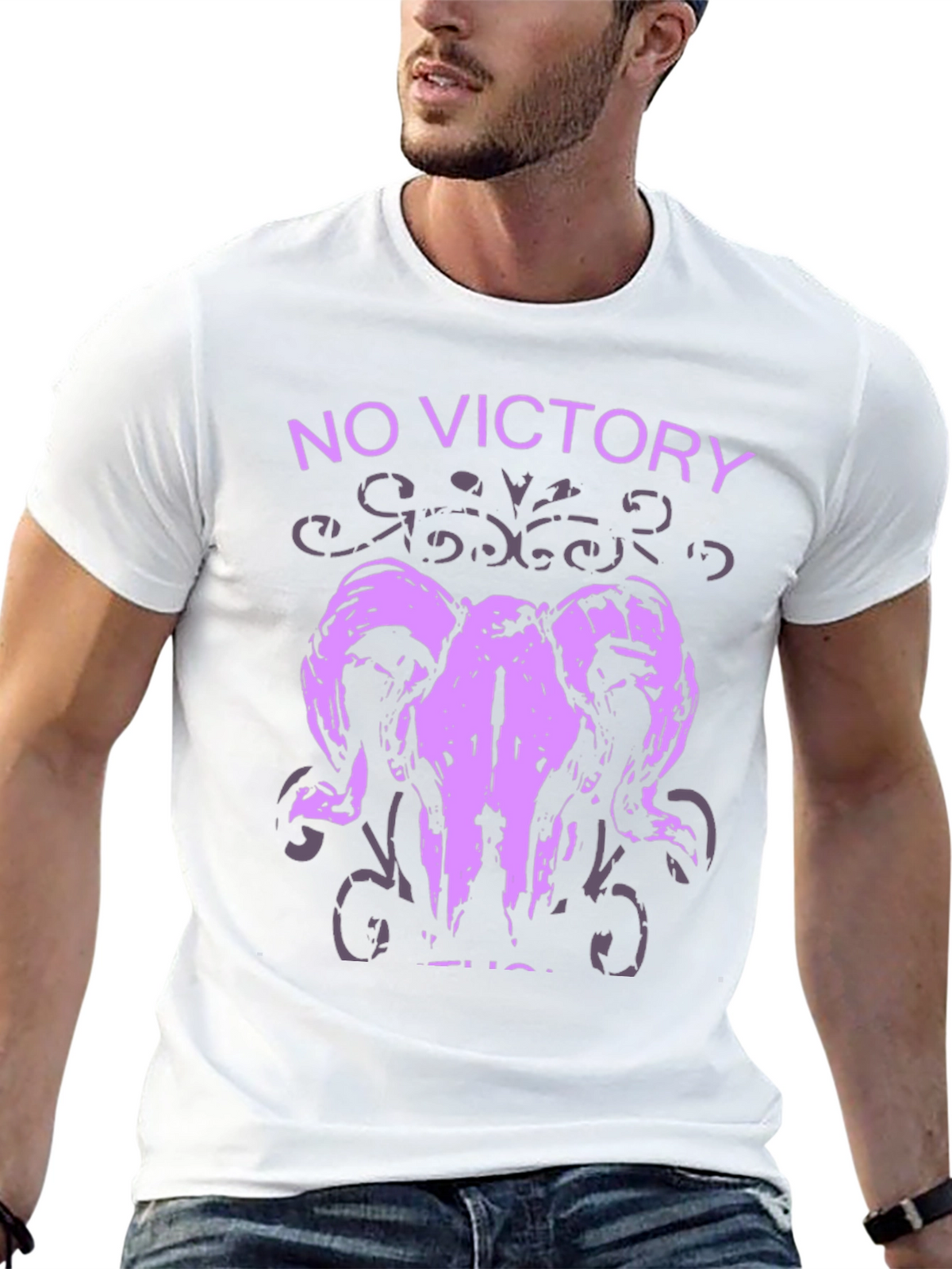 No Victory Ram Skull Graphic T-Shirt